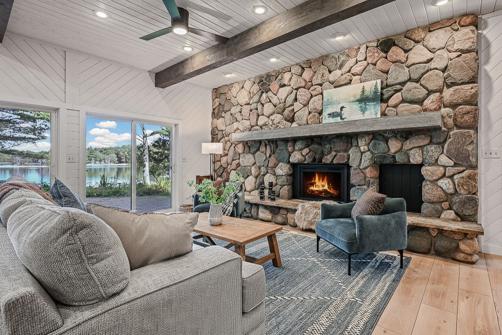 Just press a button to turn on the gas fireplace