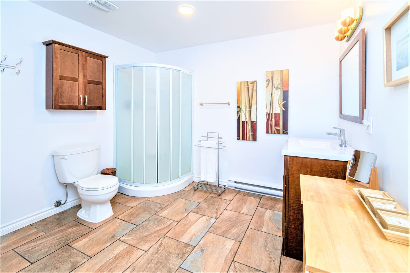 Start your day fresh in this bright and spacious bathroom.