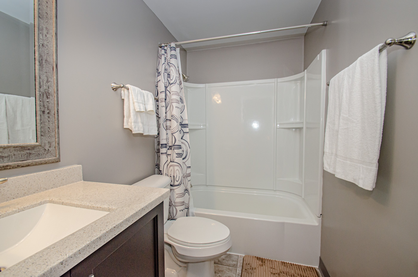 The shower has lots of room for all of your grooming products