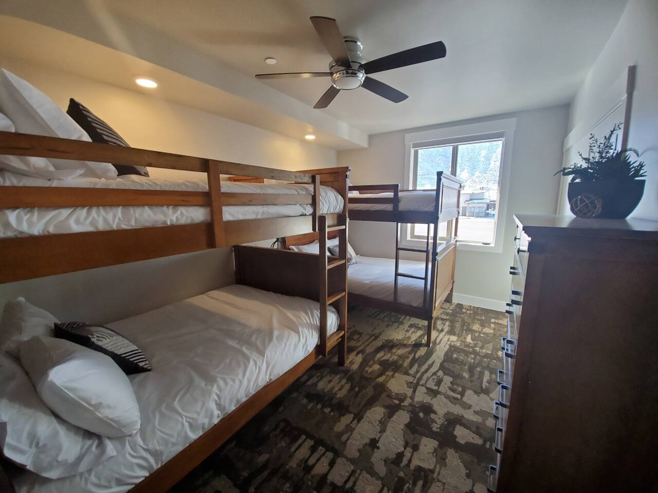 This third bedroom has two full bunk beds, plus a 43" TV for movie night.