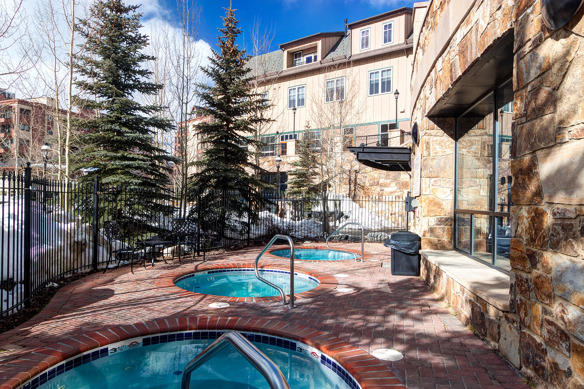 Hot tubs outside fitness area