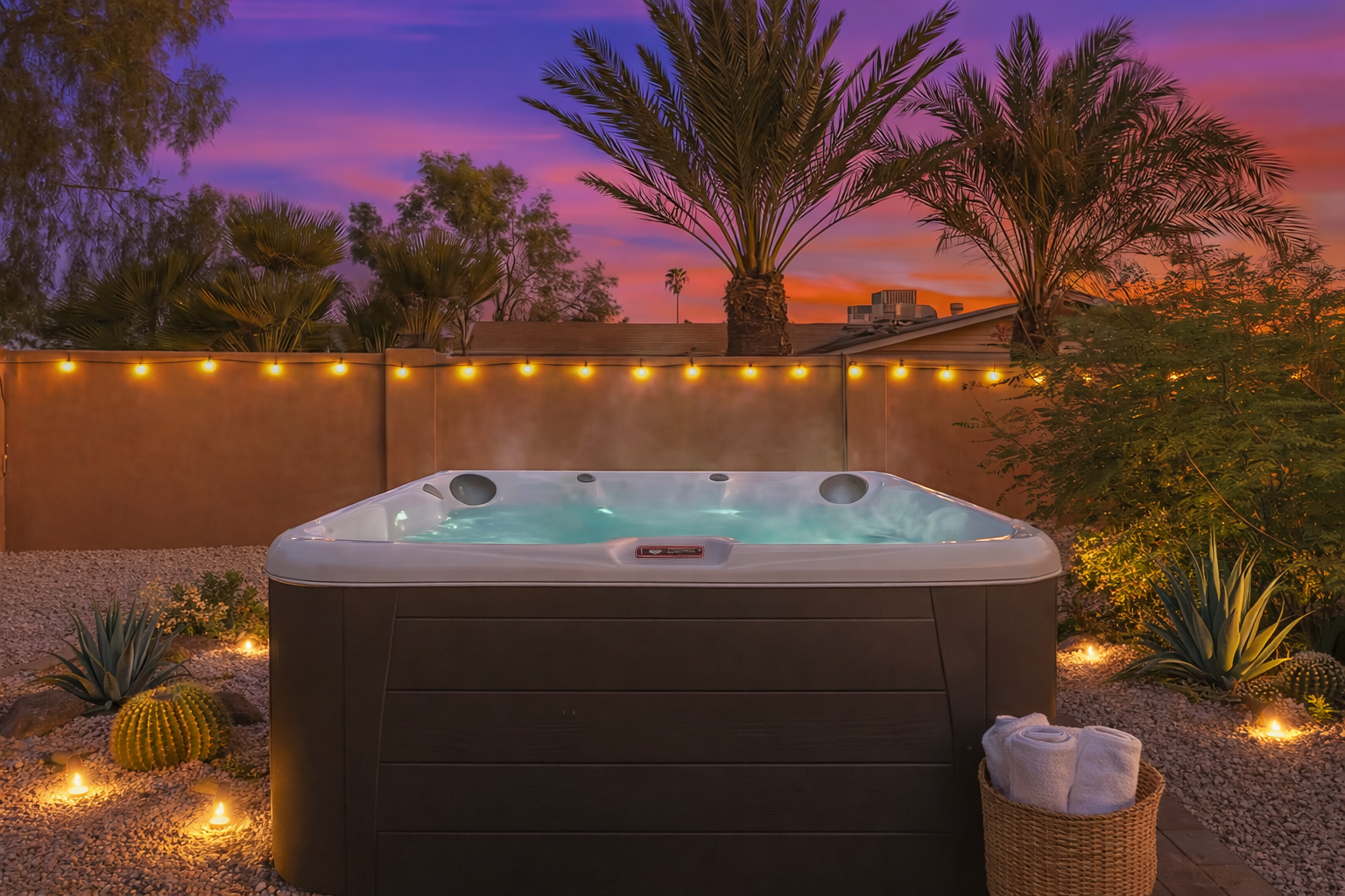 Relax and unwind in your own private hot tub — the perfect way to end a day in Scottsdale
