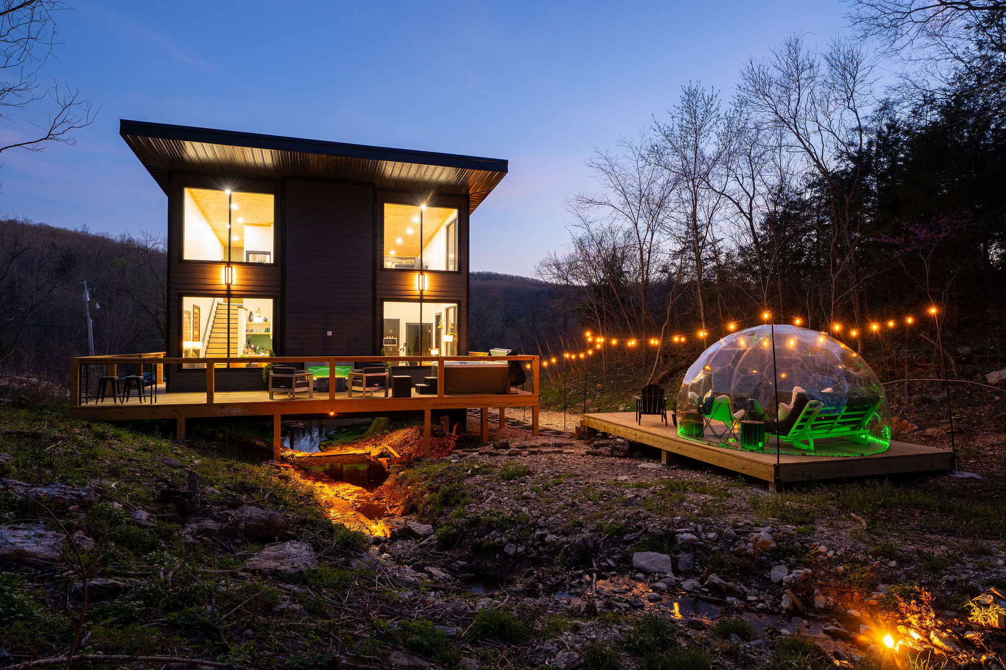 Your private retreat at golden hour—glass, light, and total seclusion