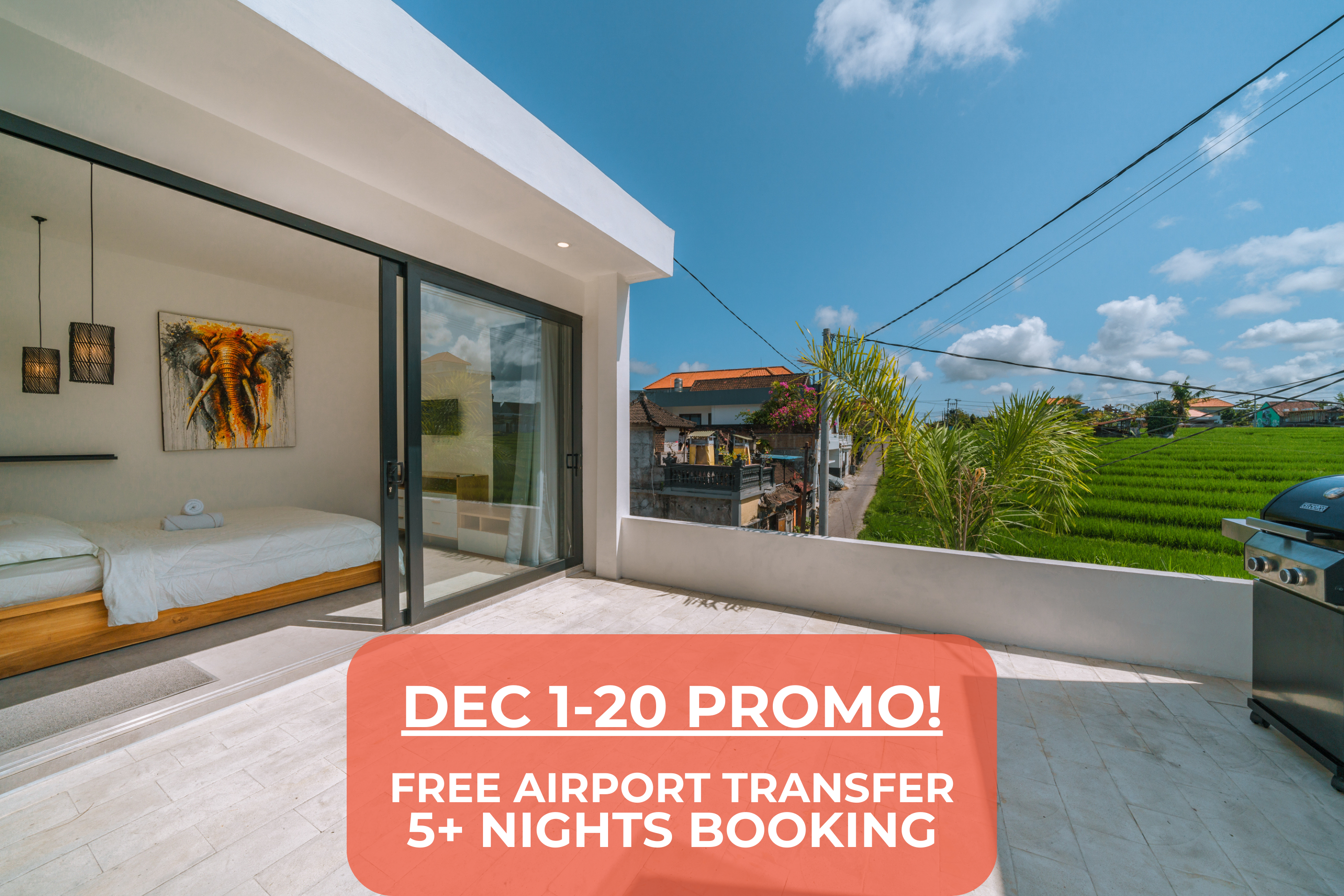 Roof top with ricefield view