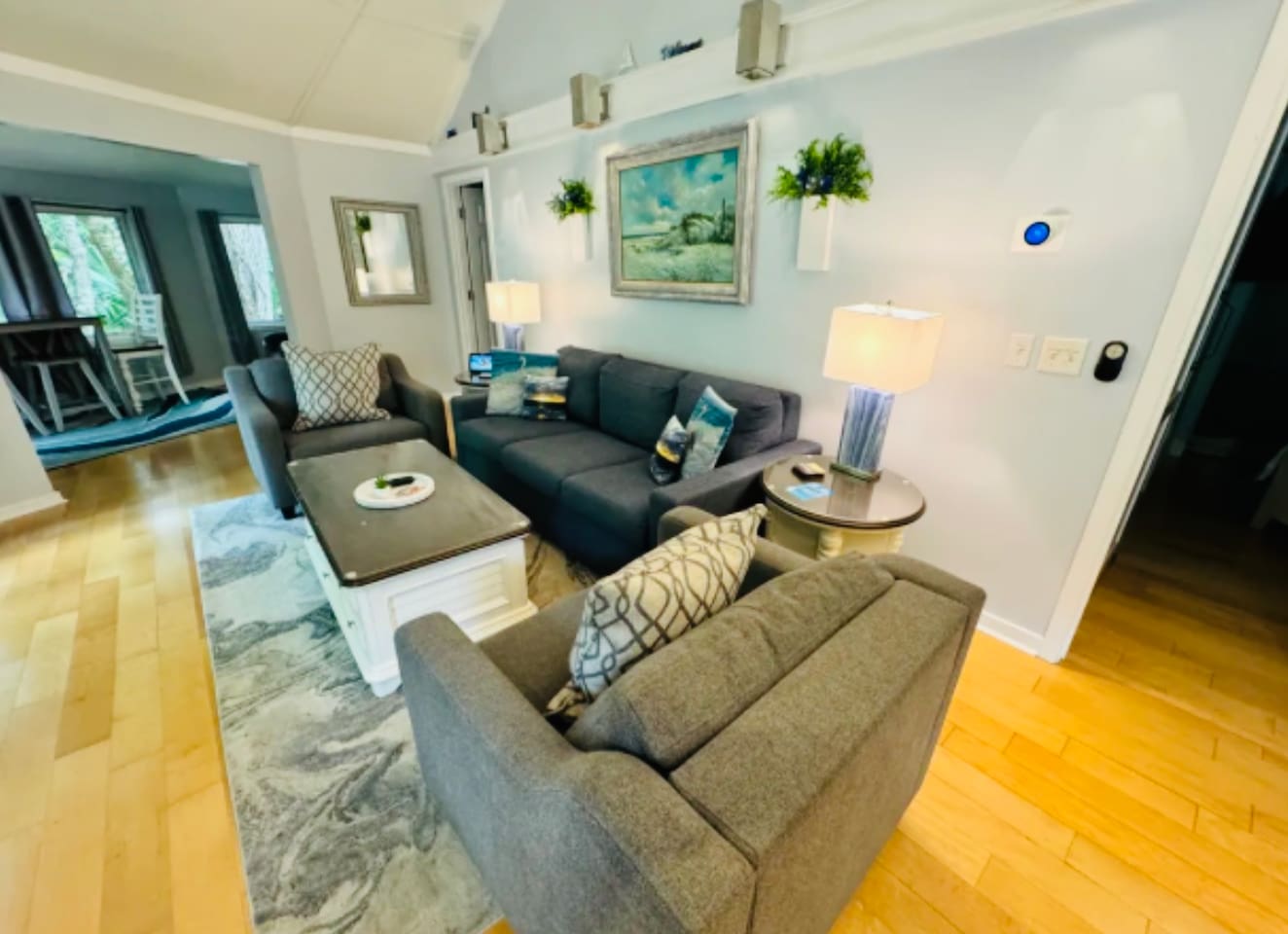 Living room with ceiling fan