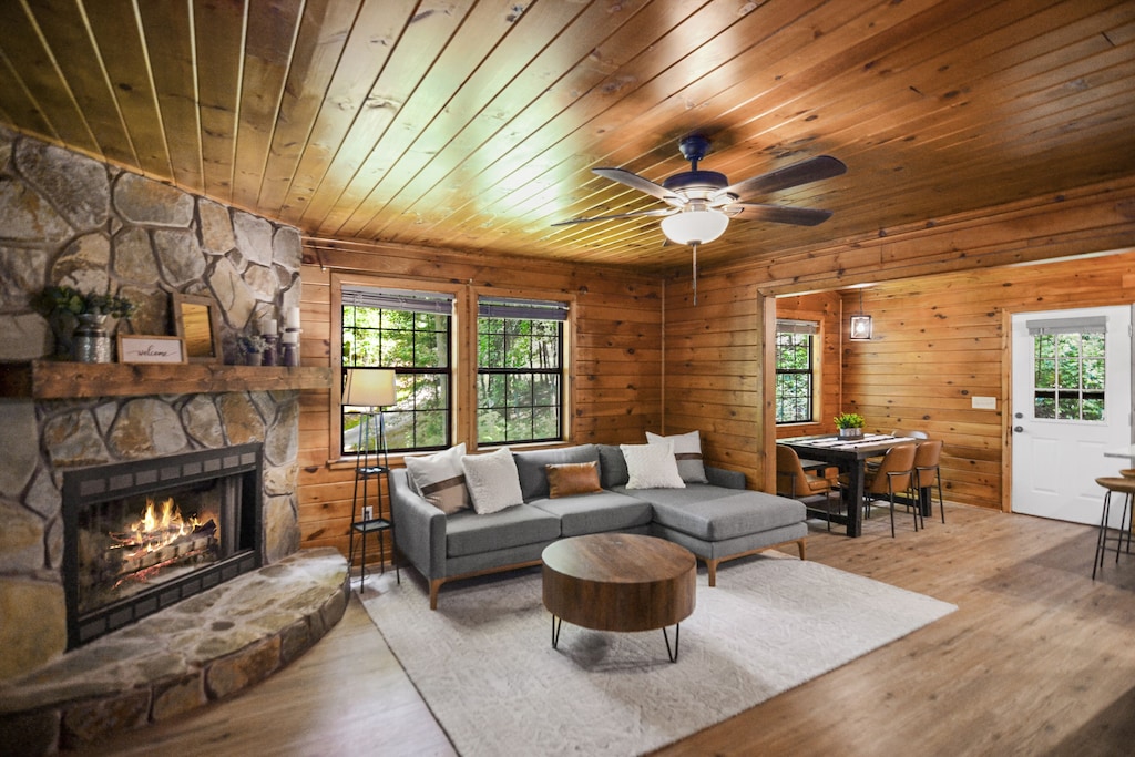 View from living room and dining area 