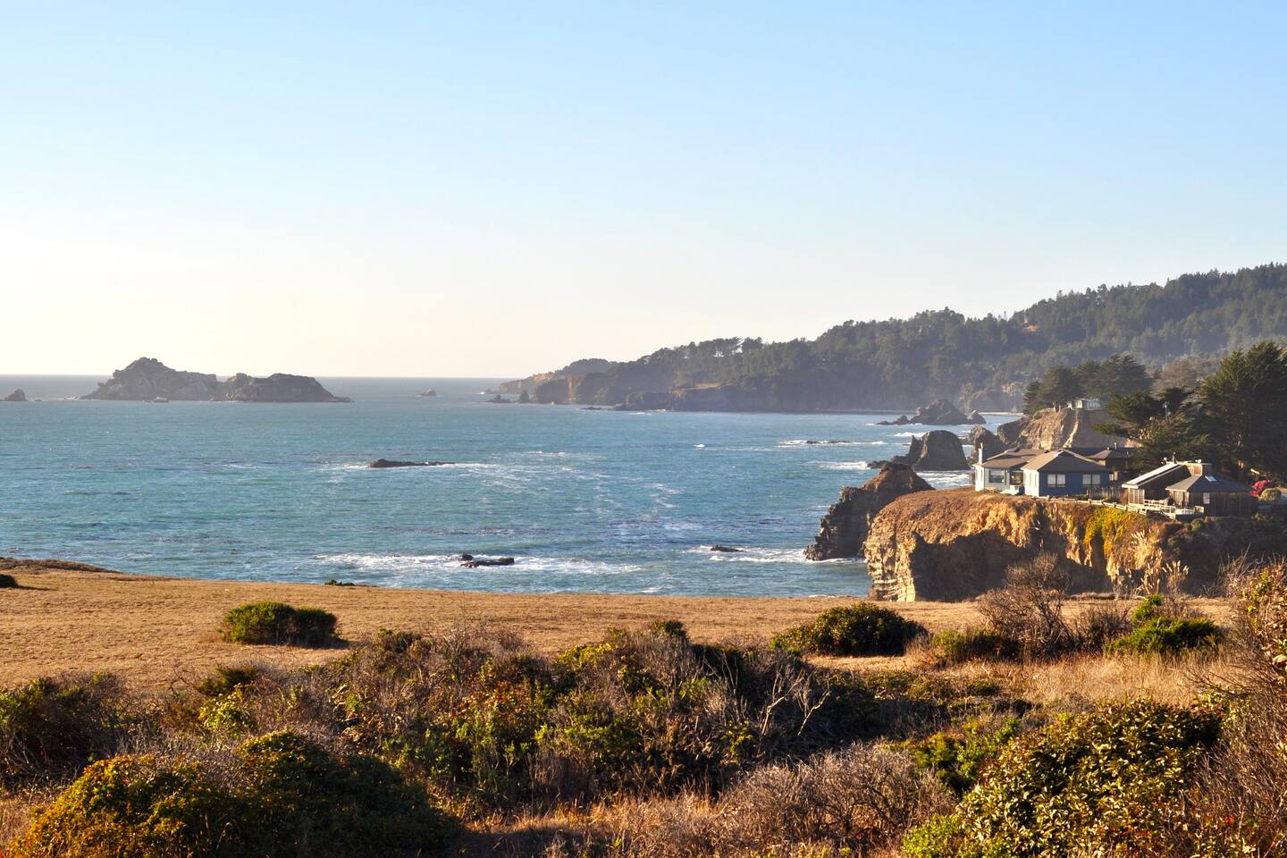 Walk along the bluffs to Cook's Beach and Saint Orres hotel restaurant and bar.