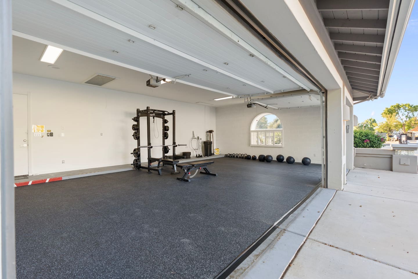 Experience the convenience of a high-end gym in your own backyard—fully stocked and ready for your next workout.

