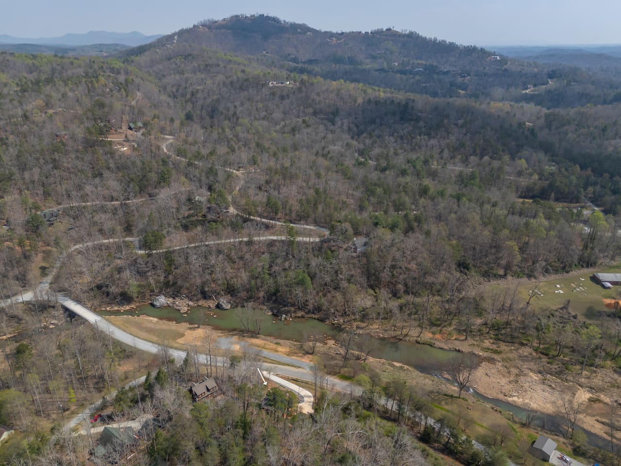 Upper drone view of the cabin