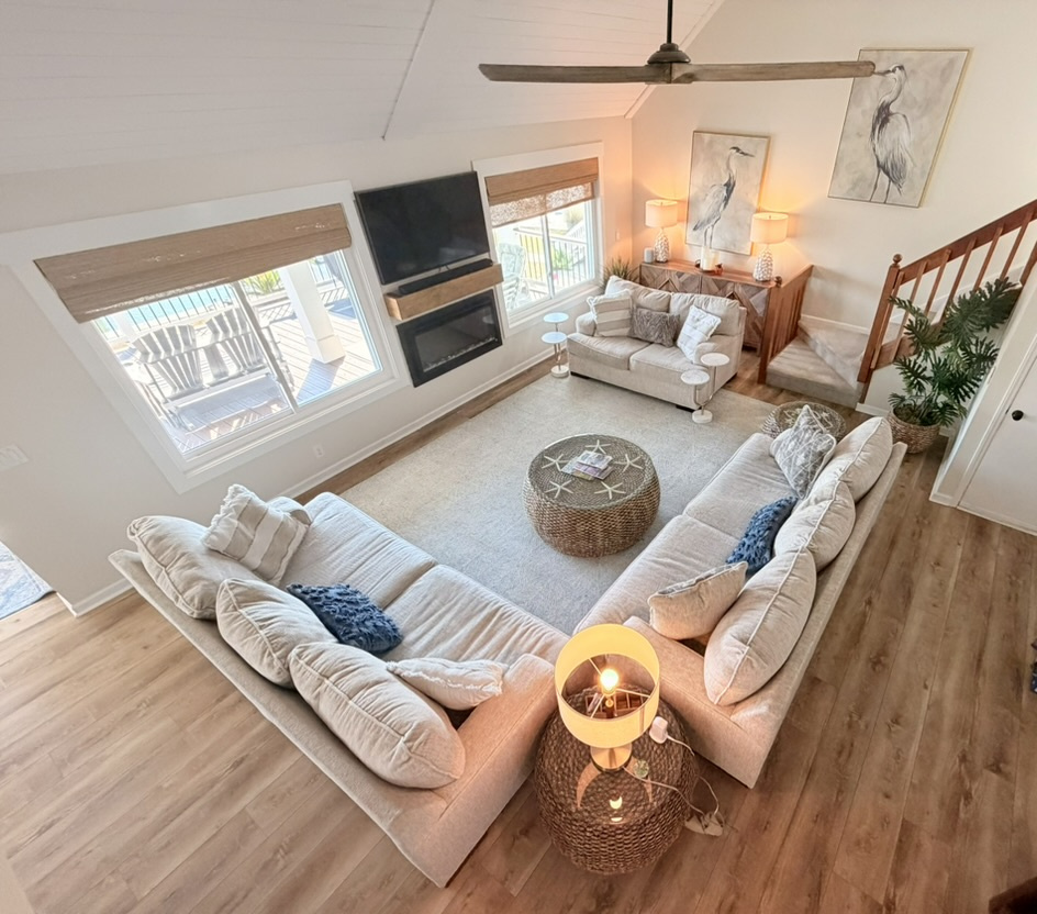 Large living area with seating for the whole family.