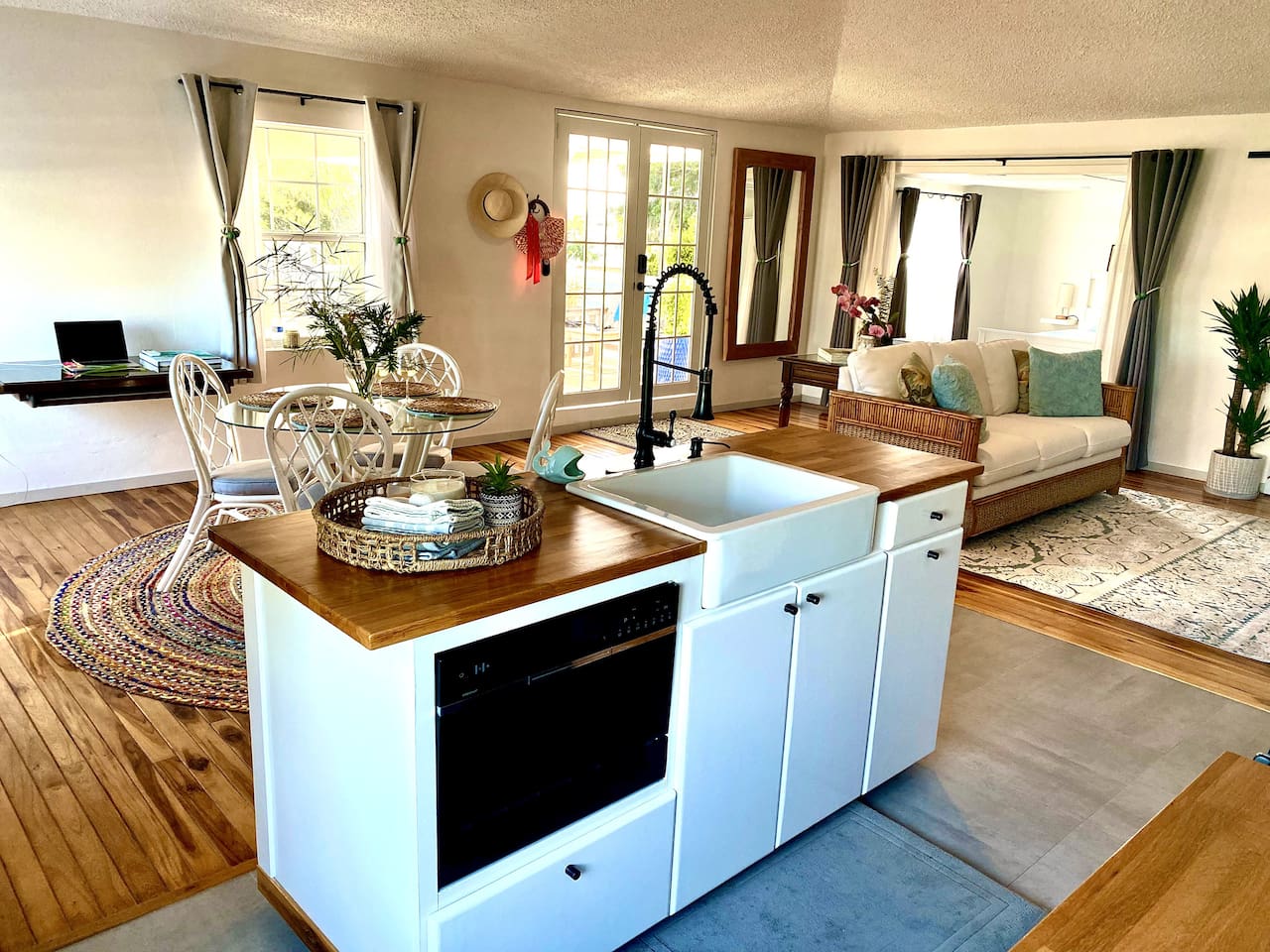 This is the view from our kitchen in the Coral Suite. Notice the compact dishwasher(was a must have for Tamara), and it works super good! 