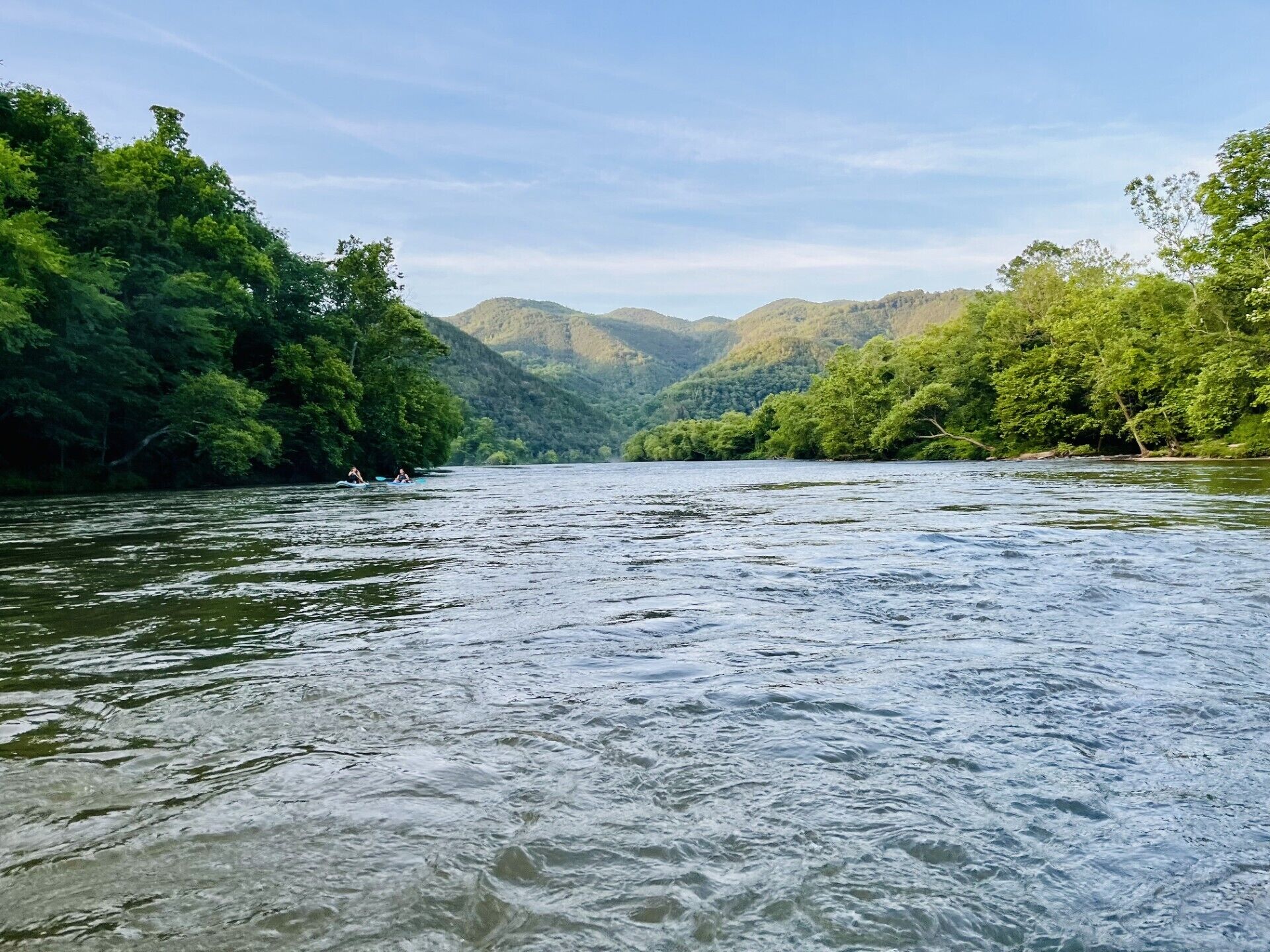 The French Broad River, known for rafting and fishing borders our property