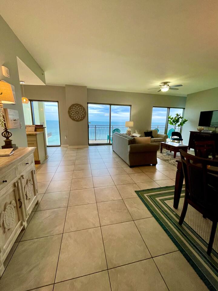 Living room with  ocean view