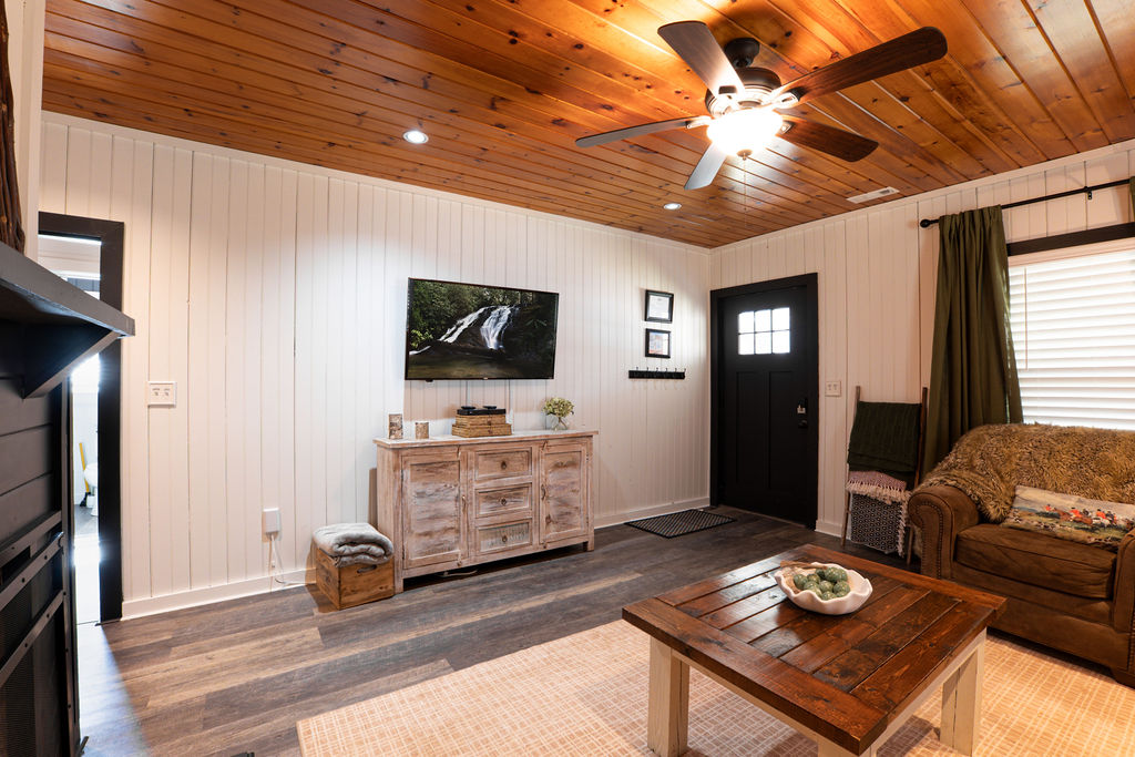 Pick a movie from the console, light the fire, grab a blanket and let the night take care of itself.