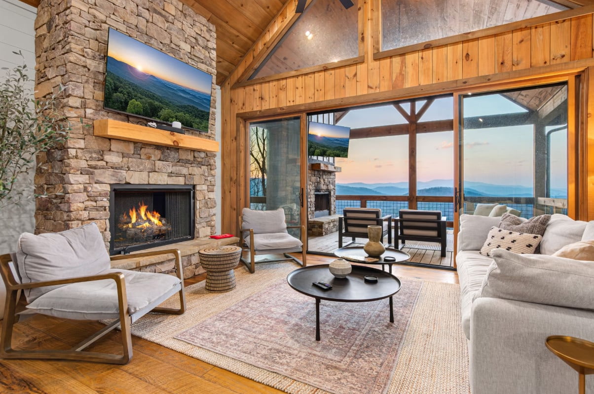 Cozy indoor gas fireplace