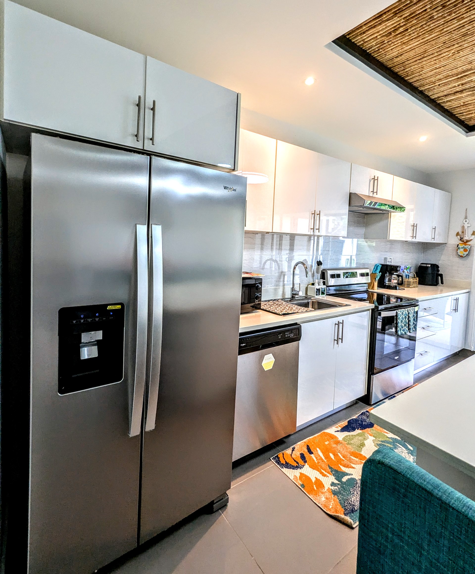 Large Fridge with Ice maker and fully stocked kitchen