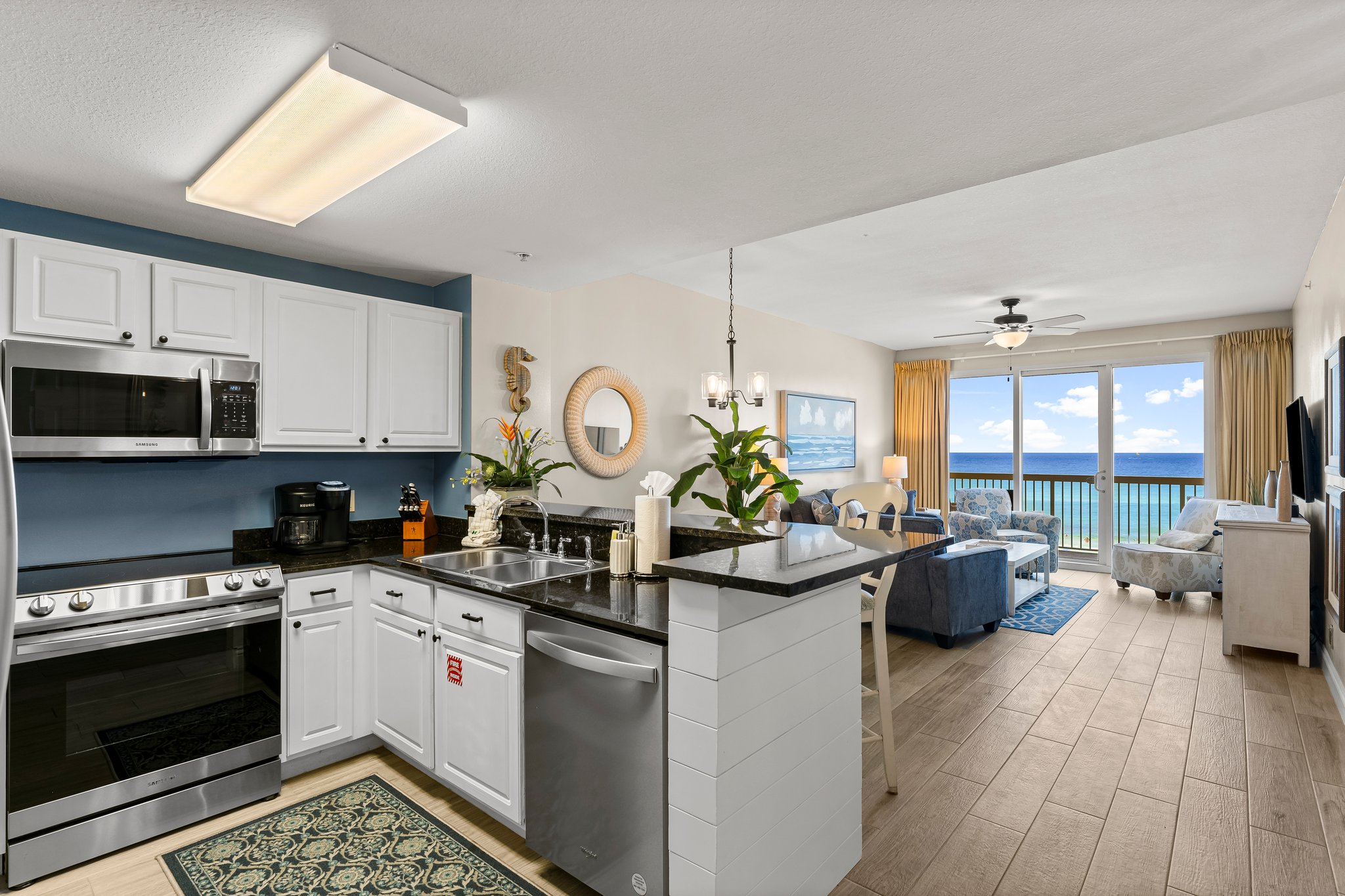 Gulf views from kitchen and Living