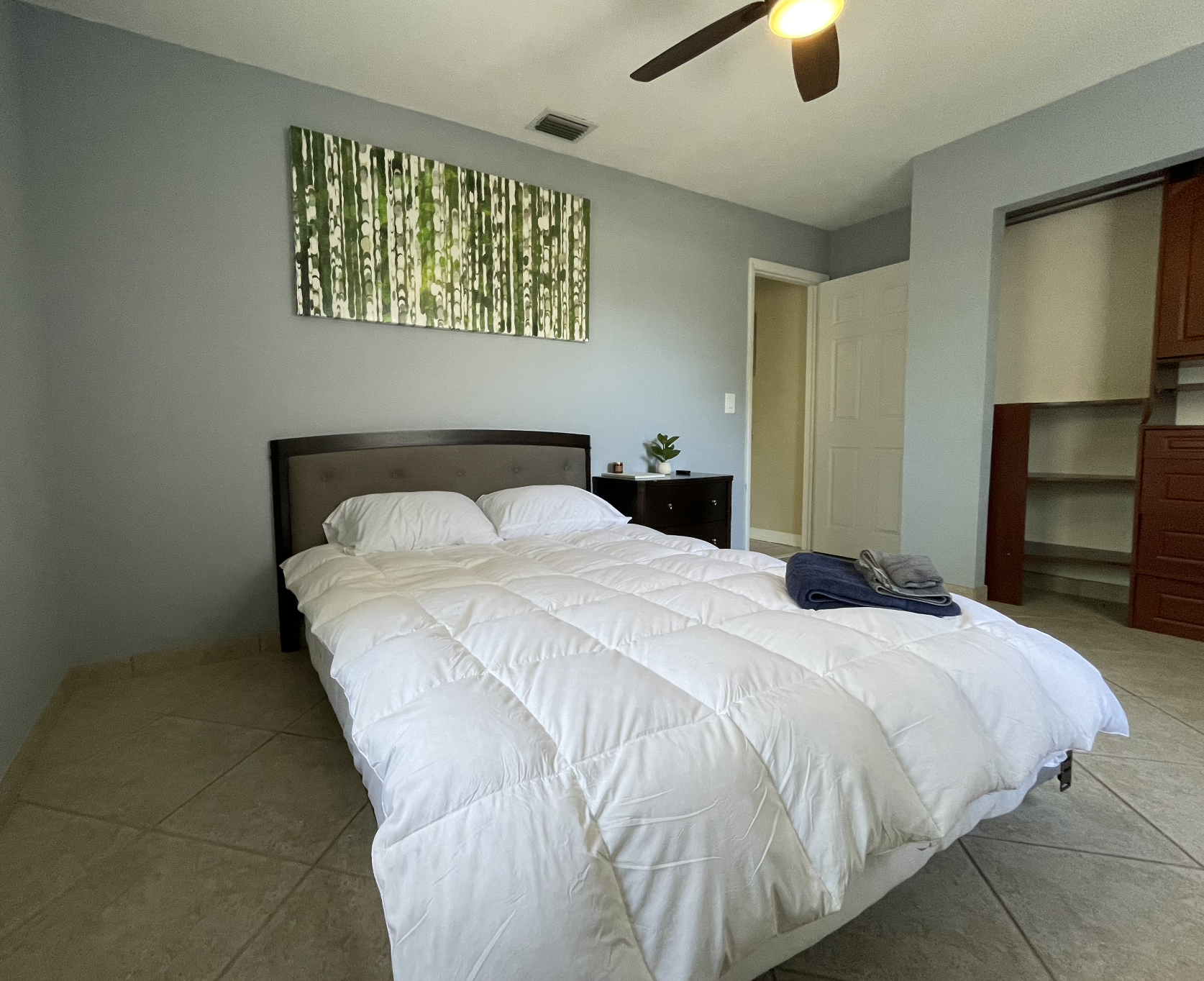 The third bedroom is located in the front of the house next to the restroom in the hallway immediately next door.