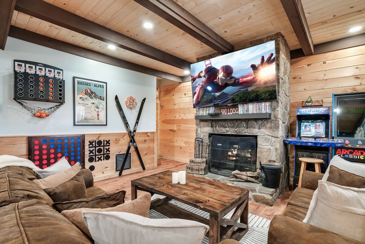 Time to have fun! The lower level game room features yet another living space -with amenities and games galore. Let loose while everyone sleeps upstairs. Plus enjoy a pull-out sofa bed and a full bathroom.