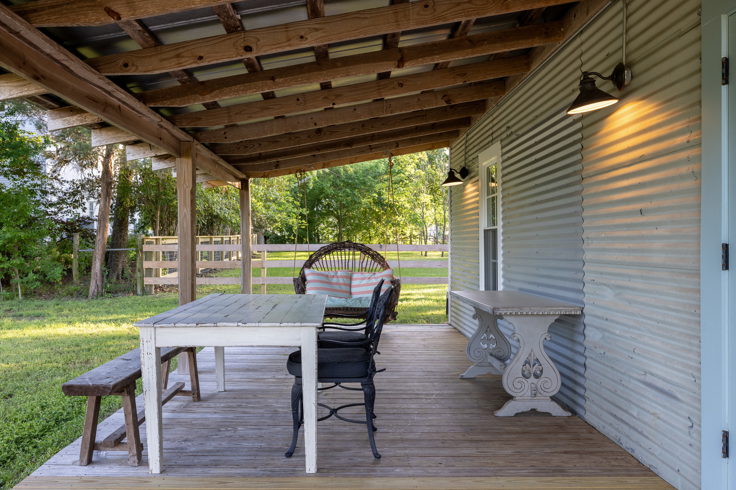 private patio overlooking pasture