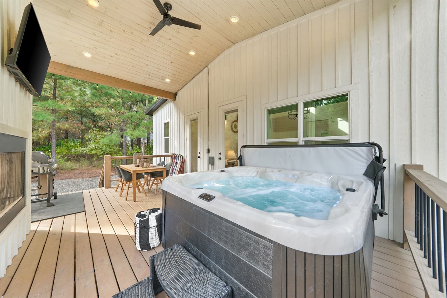Warm water, fresh air, and twinkling lights create a magical soak any time of year.
