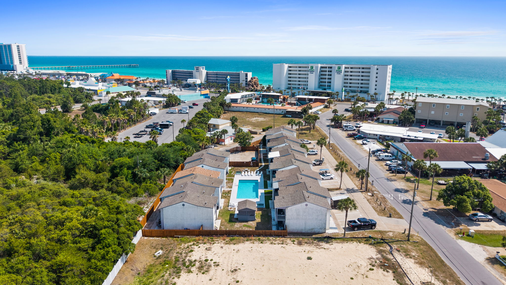 Aerial of Complex, Amenities, and Beach