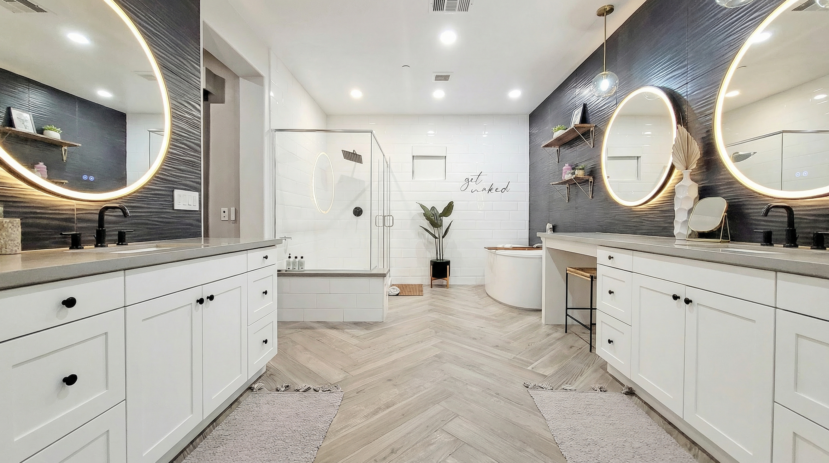 Ensuite #4 - a special spa retreat with two vanities, makeup vanity, soaking tub and separate shower.