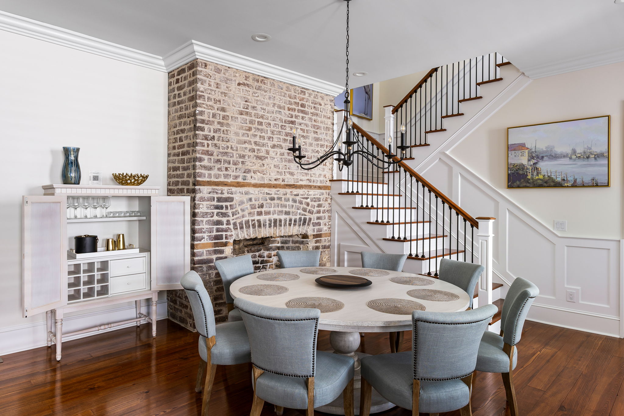 Dining table with seating for 8