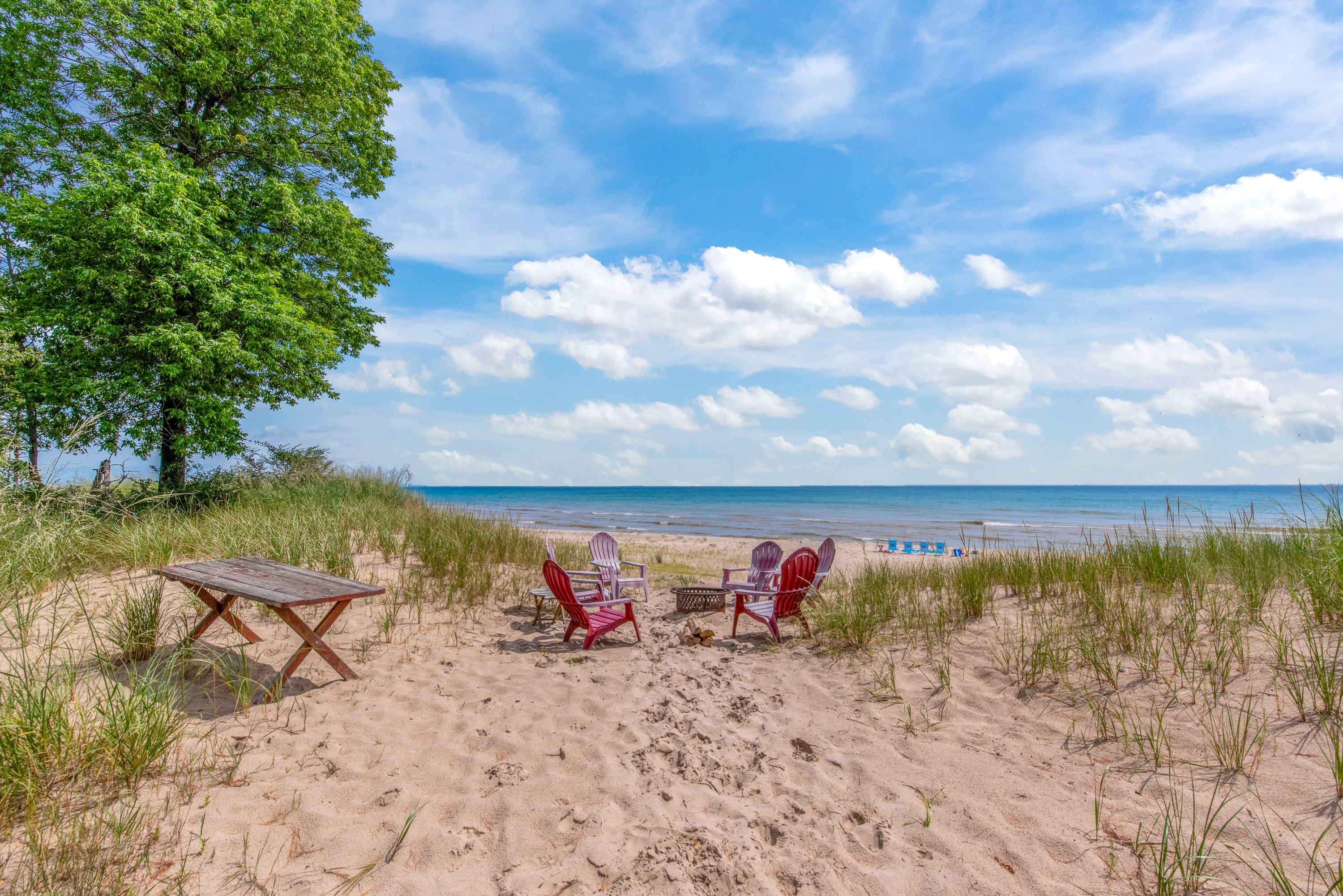 Where the path meets the beach.