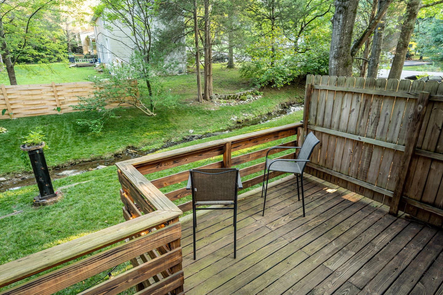Lower deck overlooking the creek