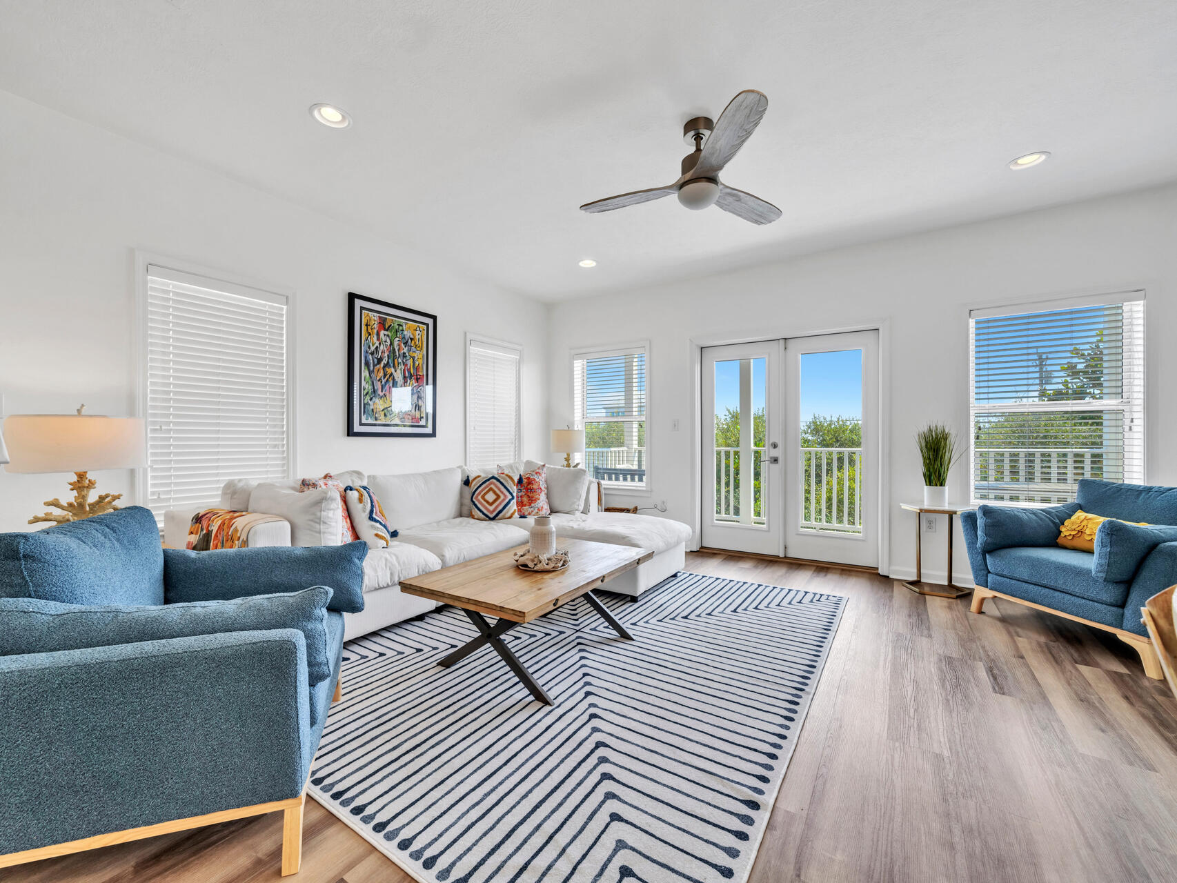 Plenty of comfy seating in the living room for your entire group