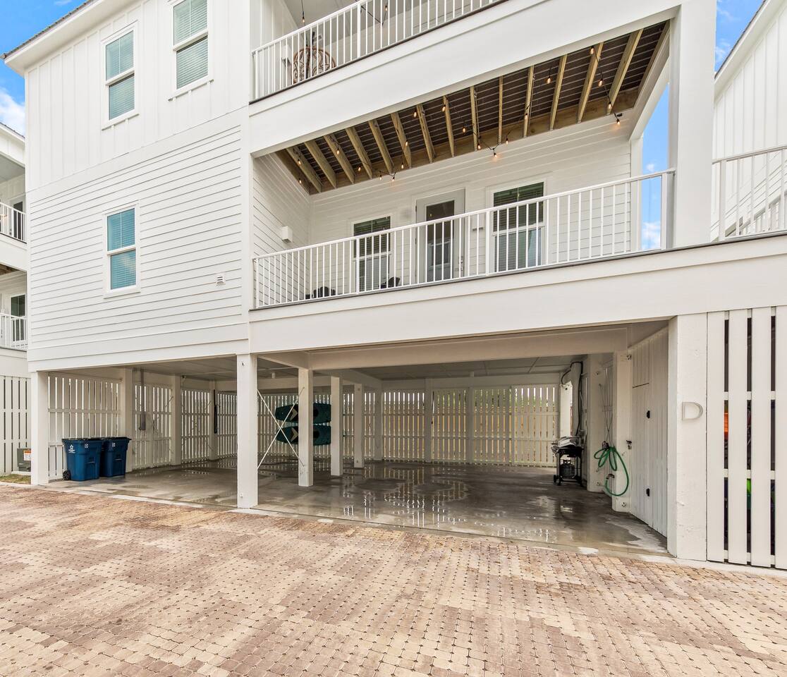 Free parking for 4 cars underneath the house. Plus storage closet with all the beach gear, wagon, umbrellas and chairs. Also SUPs and propane grill are for your use.
