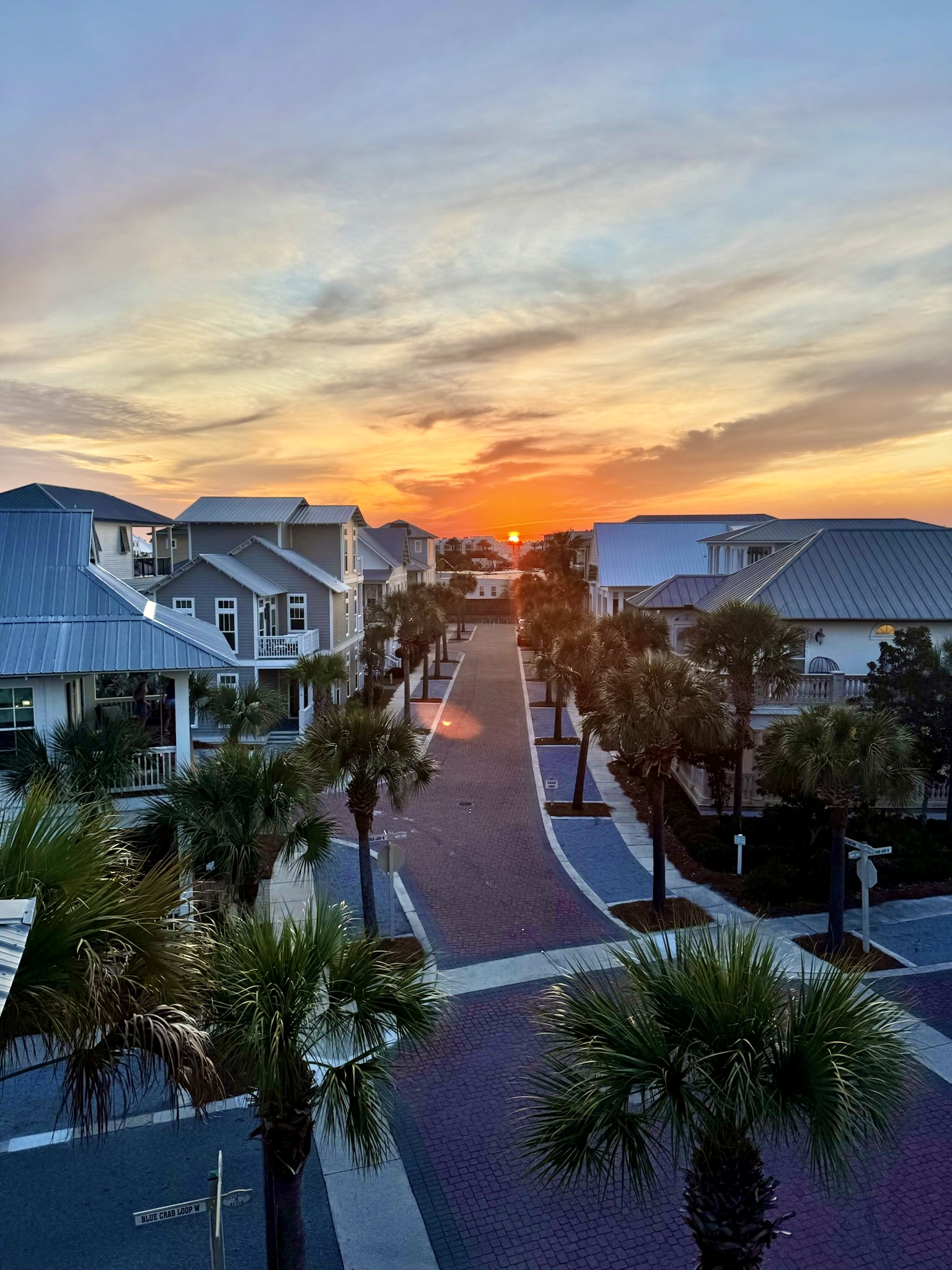 Costal evenings are even better from the third-floor deck, where the sunset paints the Seacrest Beach skyline.