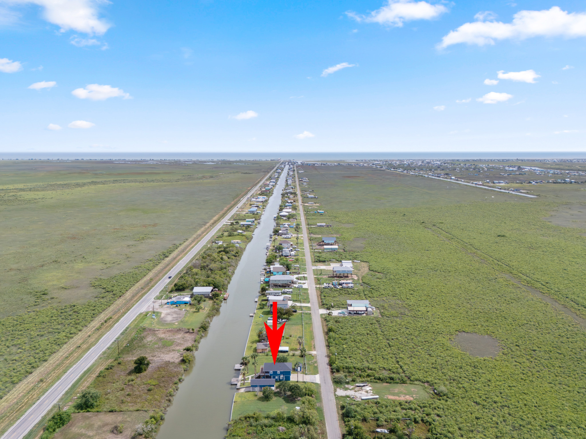 Ariel footage showing location of home on Canal.