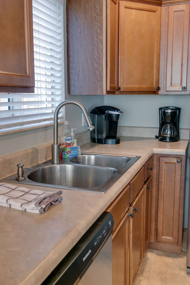 Kitchen with Traditional 12 Cup Coffee Maker and Keurig