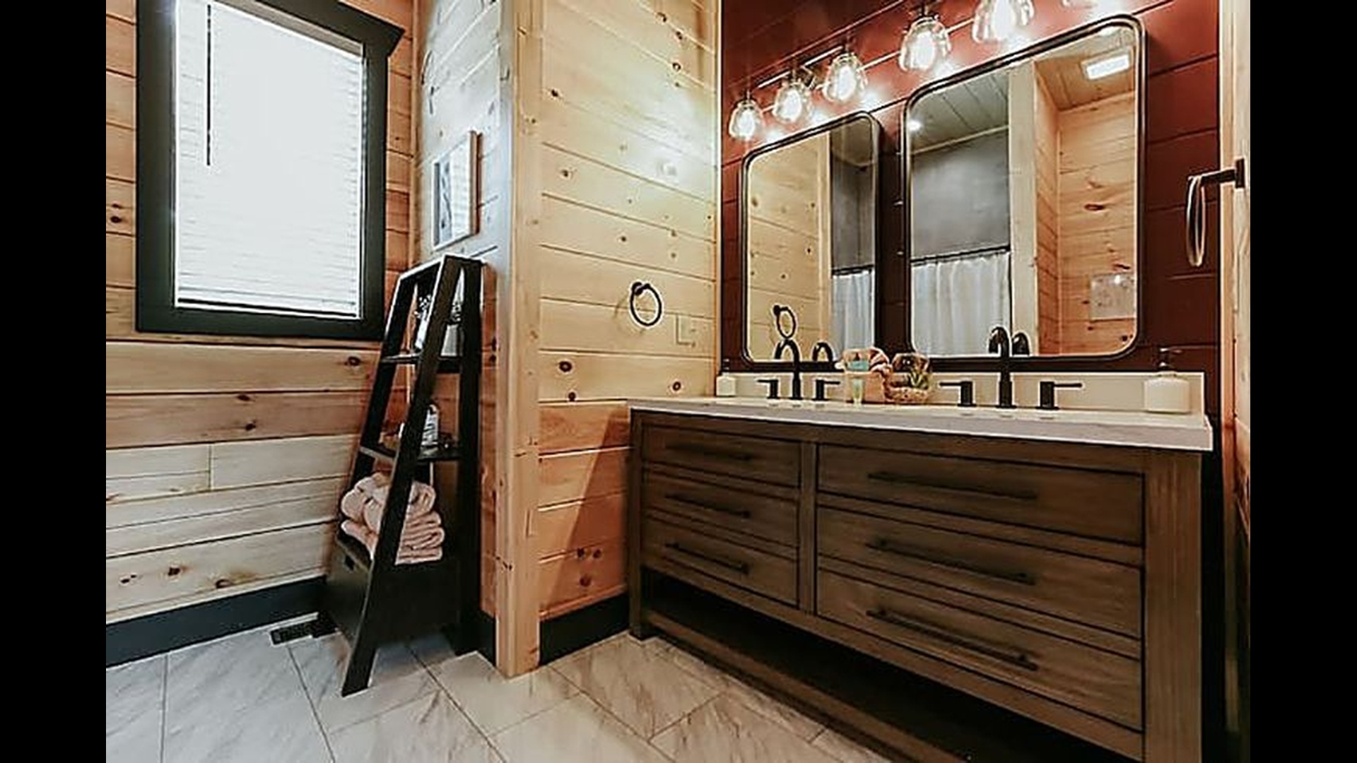 A spacious bathroom with a double vanity—perfect for unwinding after a long day of exploring
