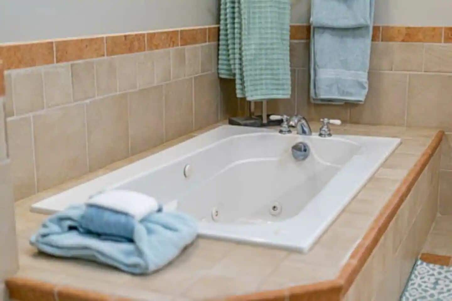 Jetted tub for relaxing + shower (not pictured)