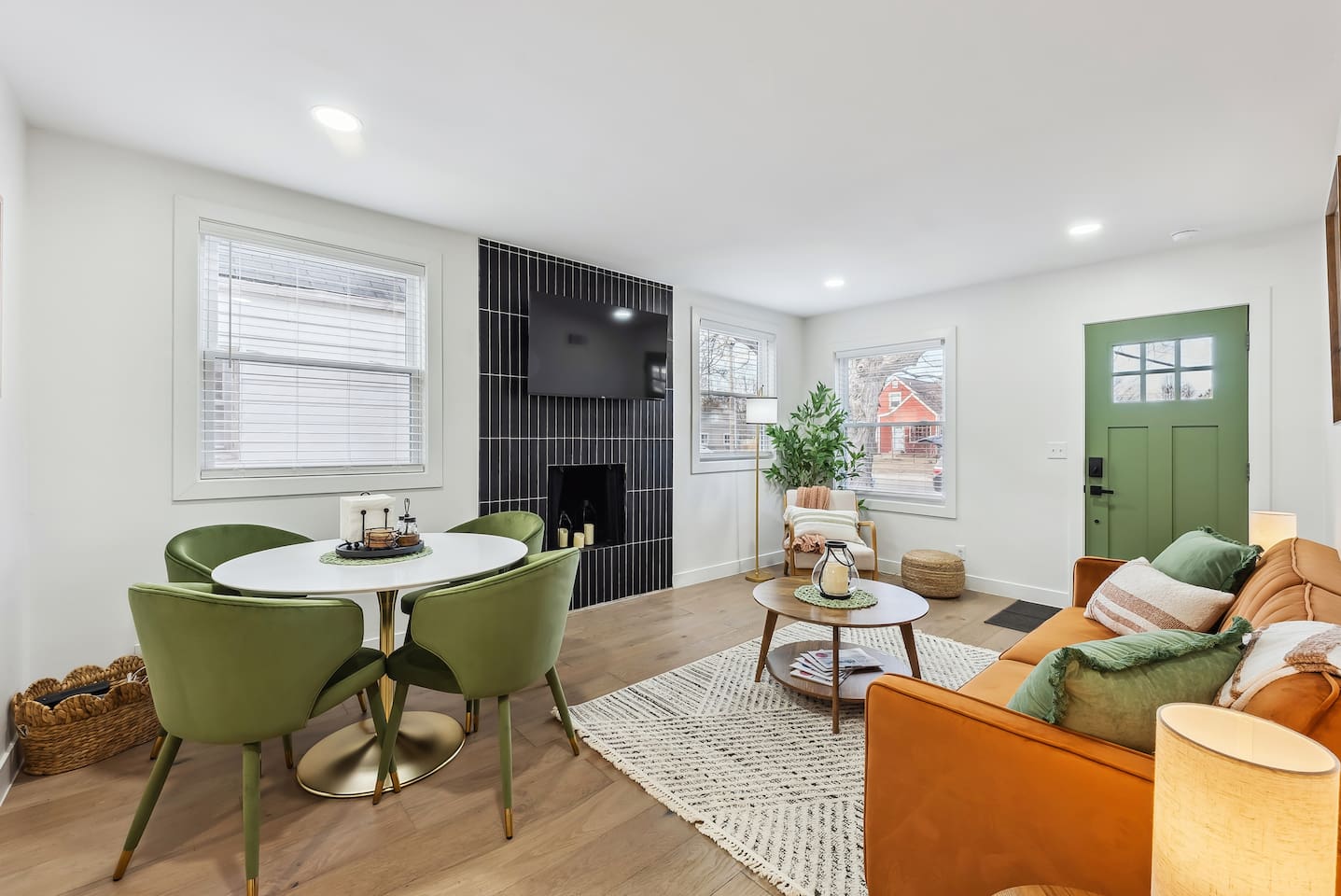 Cozy and open living/dining room with beautiful modern finishes.