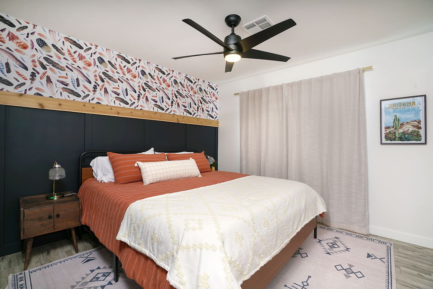 Birds of a feather bedroom with ensuite bathroom.