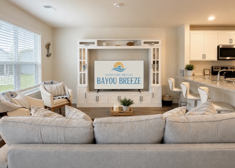 Movie nights made effortless. Settle into the comfortable sofa and stream your favorites on the big-screen TV. The perfect spot to relax and unwind after a day of coastal adventures. ⭐