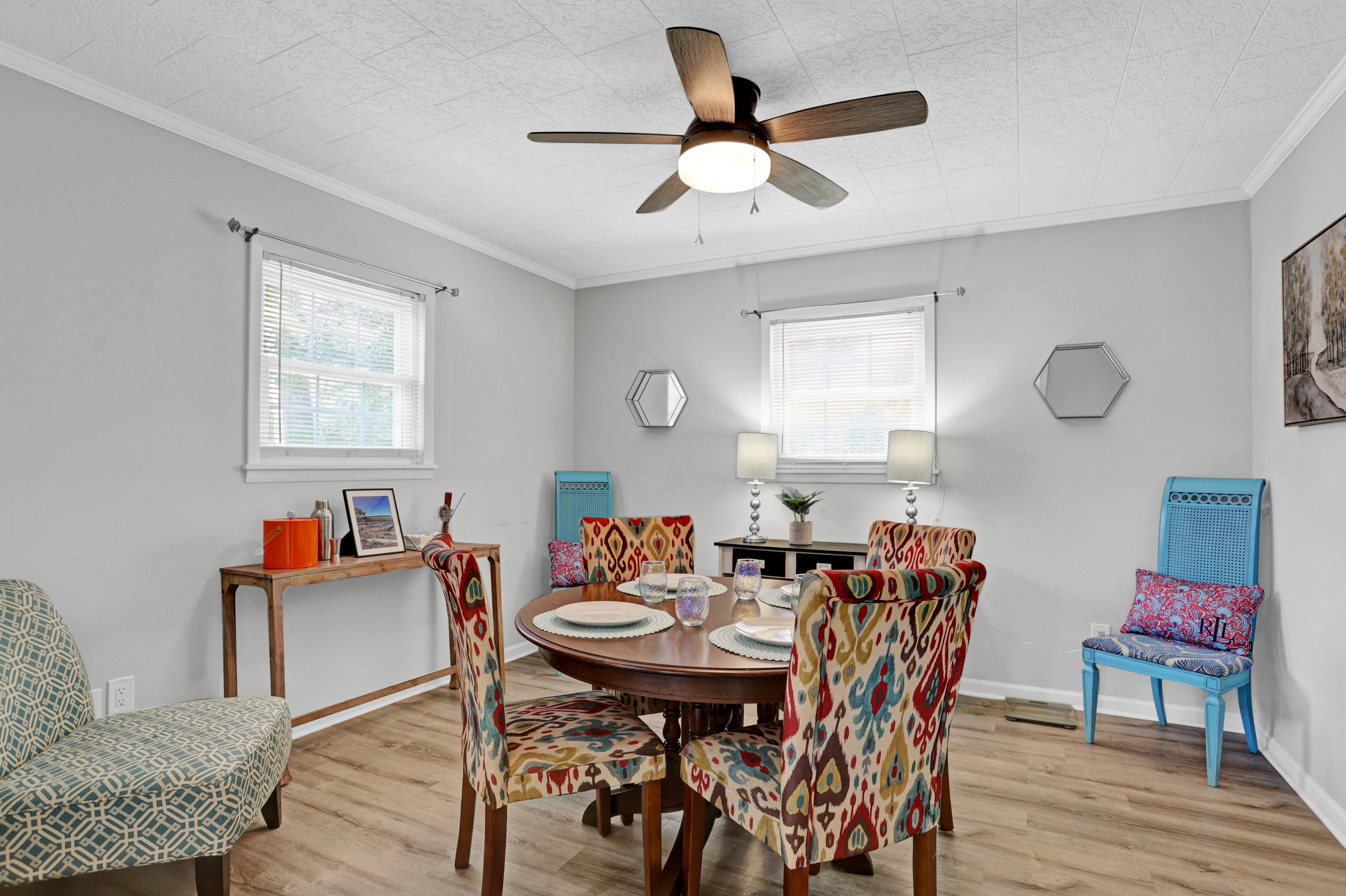 Gather 'round the table for meals, games, or a morning cup of coffee.
