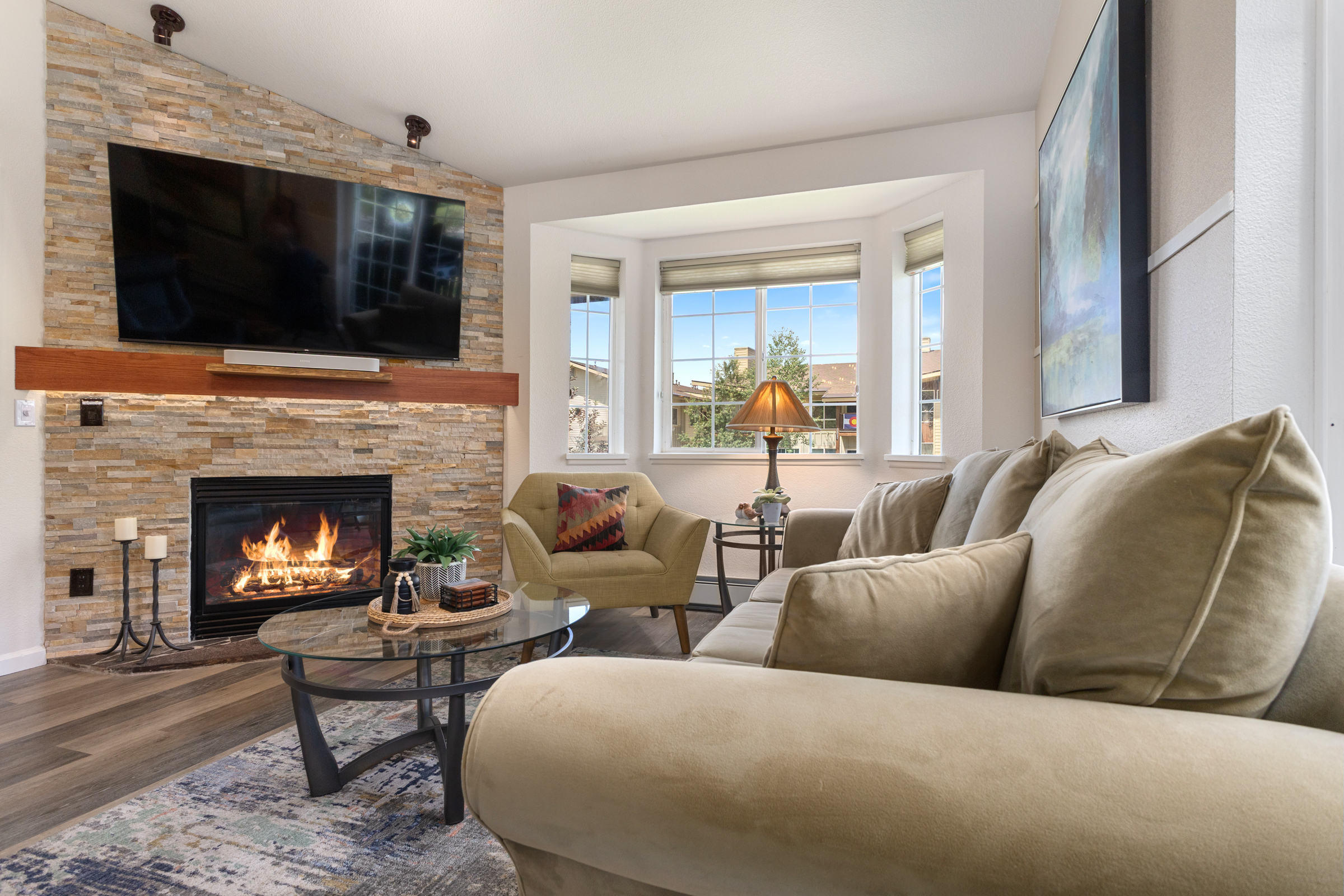 Living Room | Gas Fireplace | Scenic View