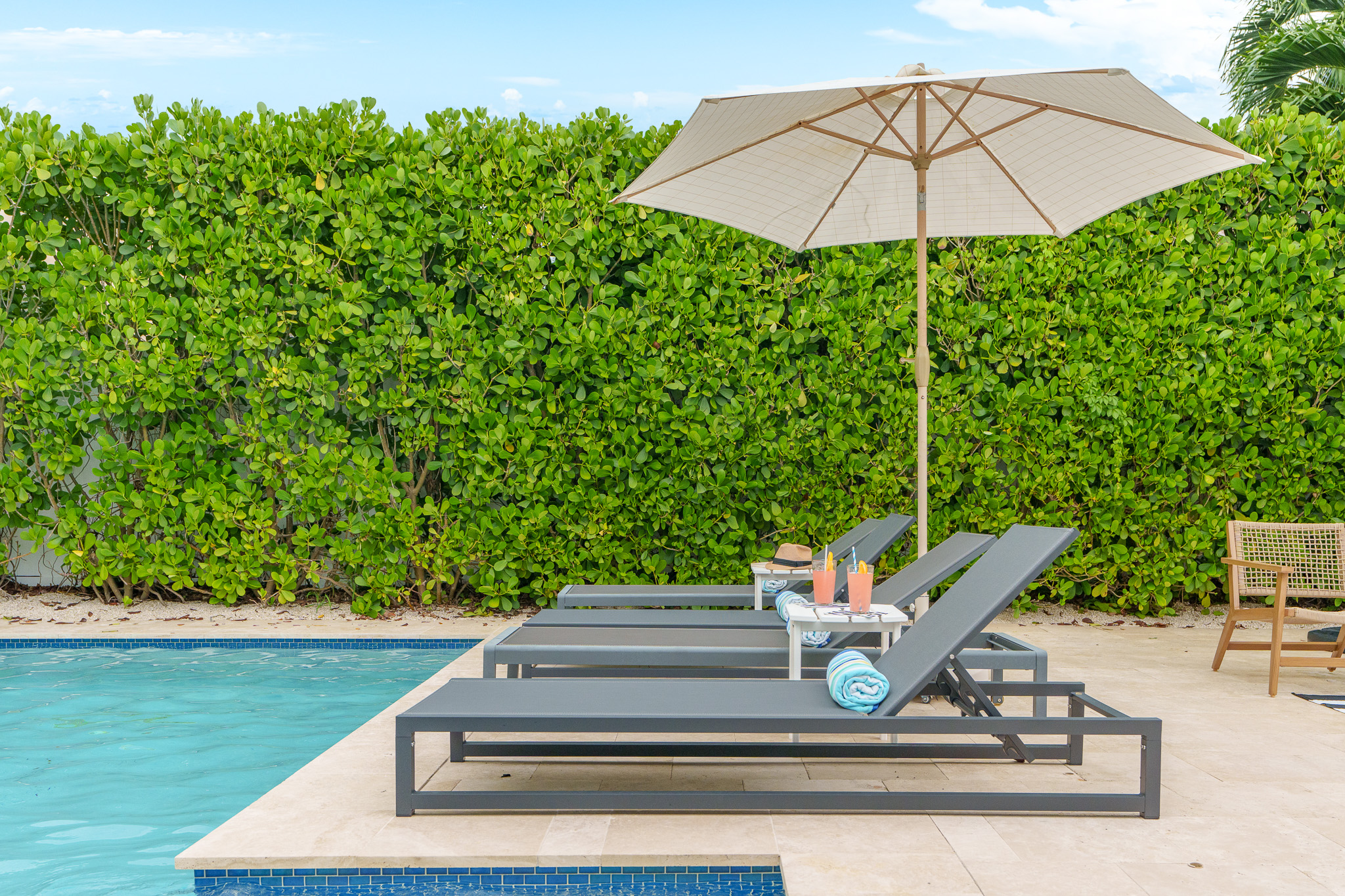 Resort style pool and lounge space