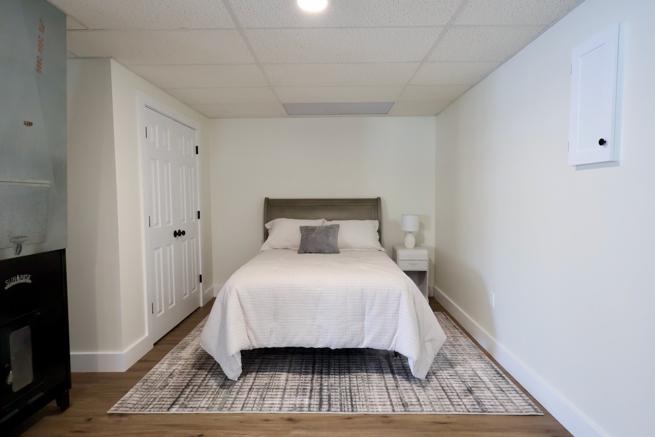 Double Bed, tucked into a niche in the basement