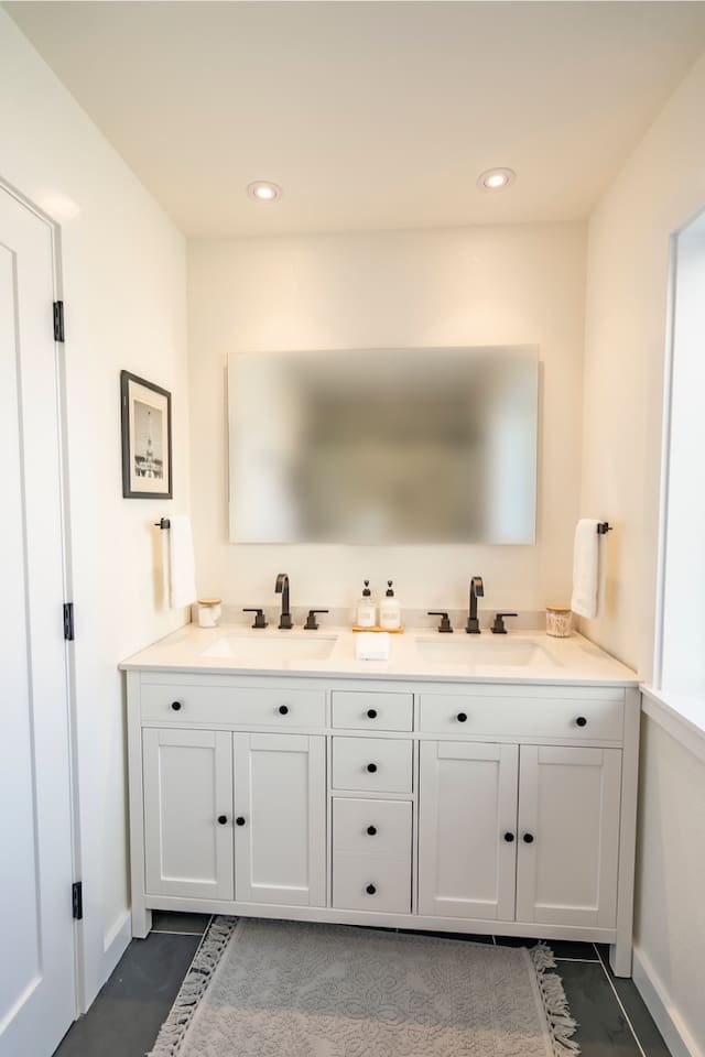 Bathroom with double vanity.