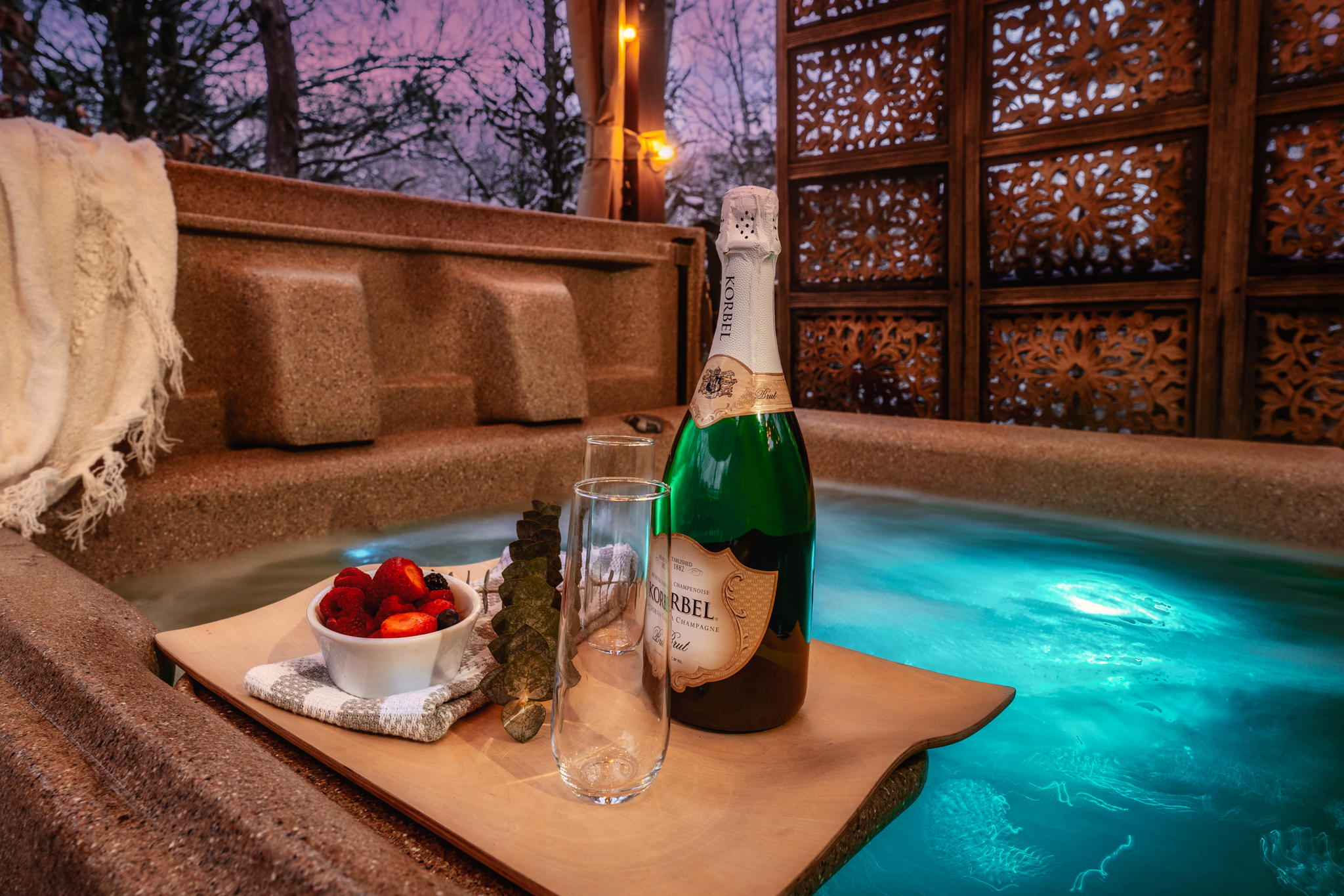 Soak in your private hot tub after a long day of fun and stargaze