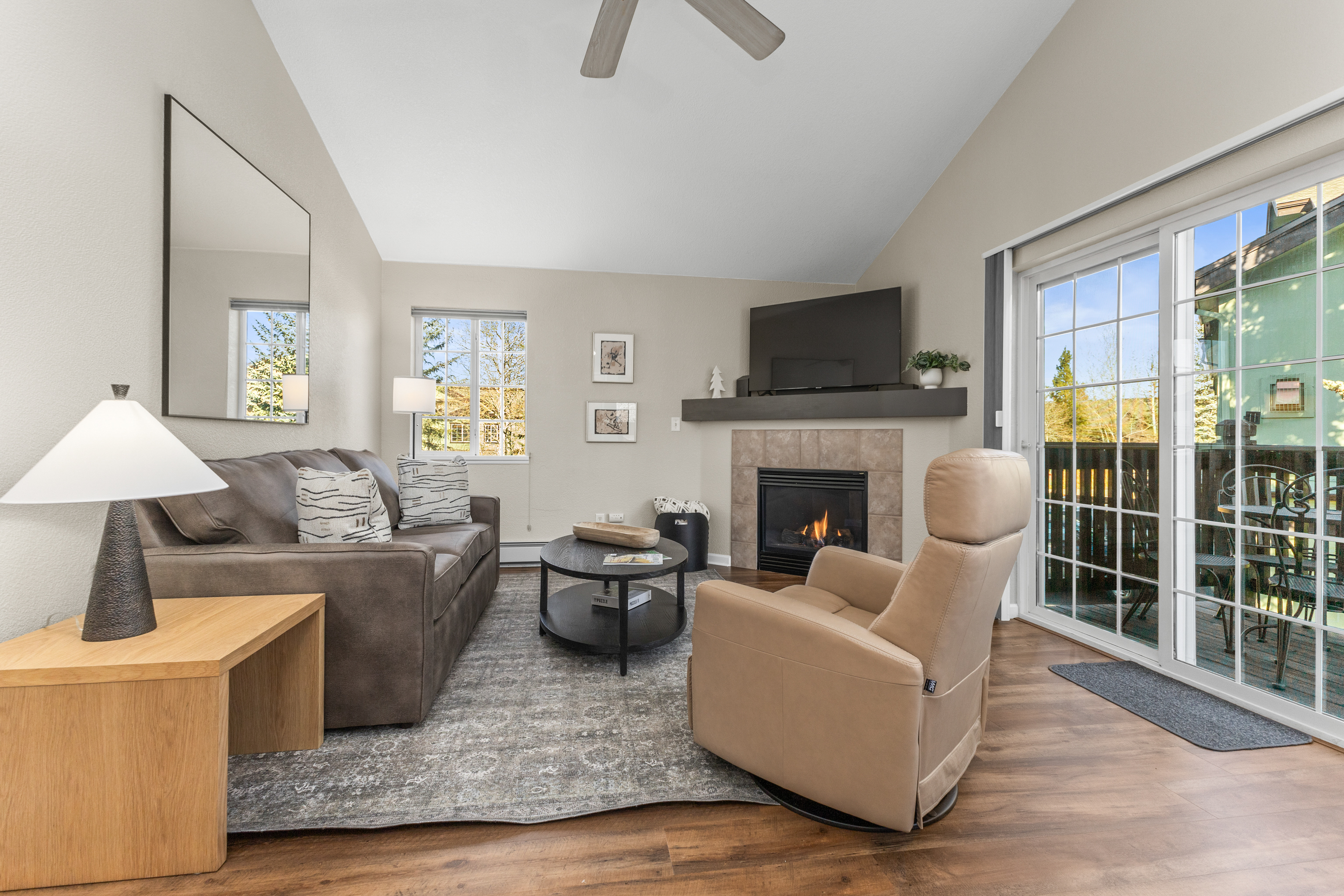 Spacious Living Room | Fireplace