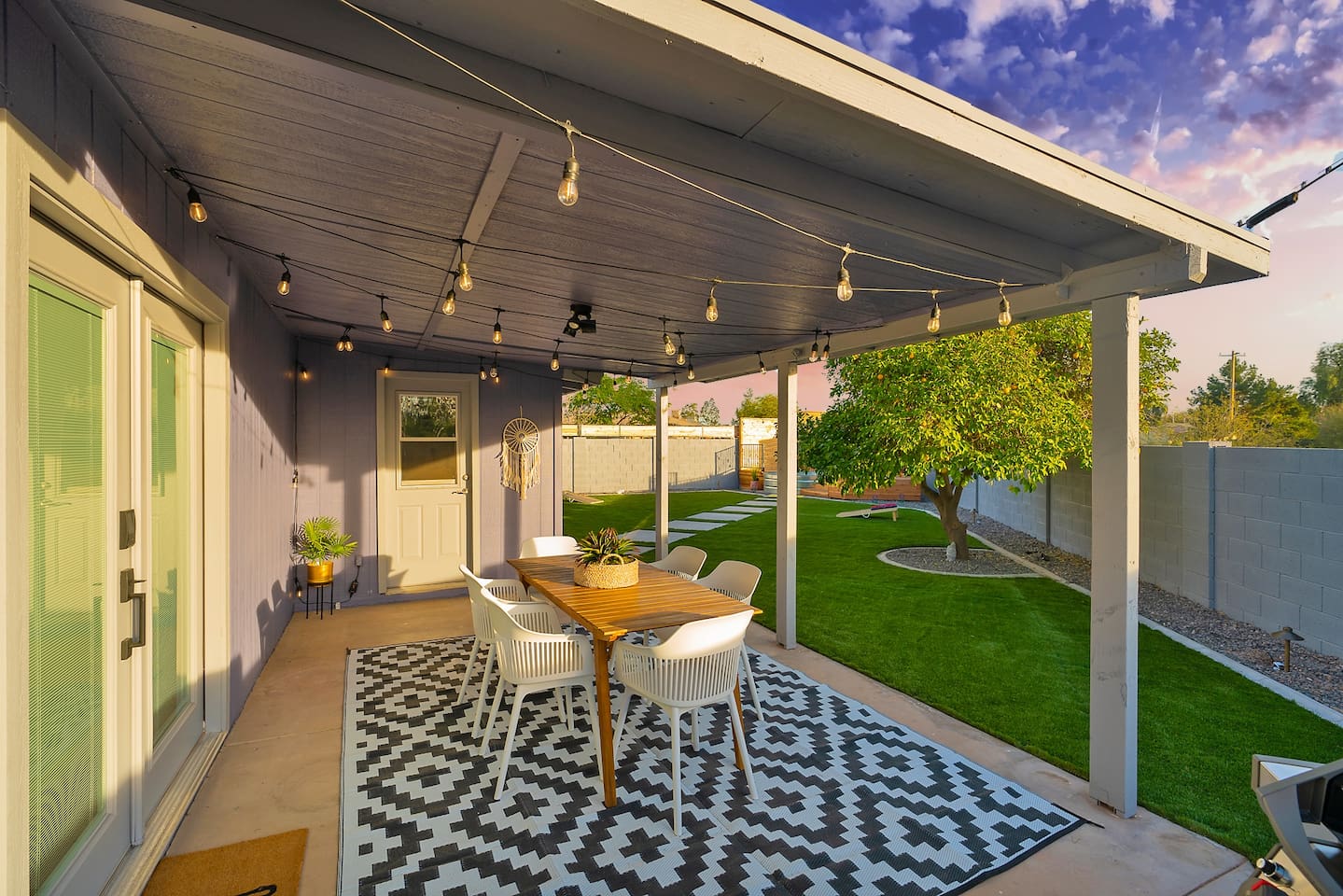 Fun sitting area in backyard