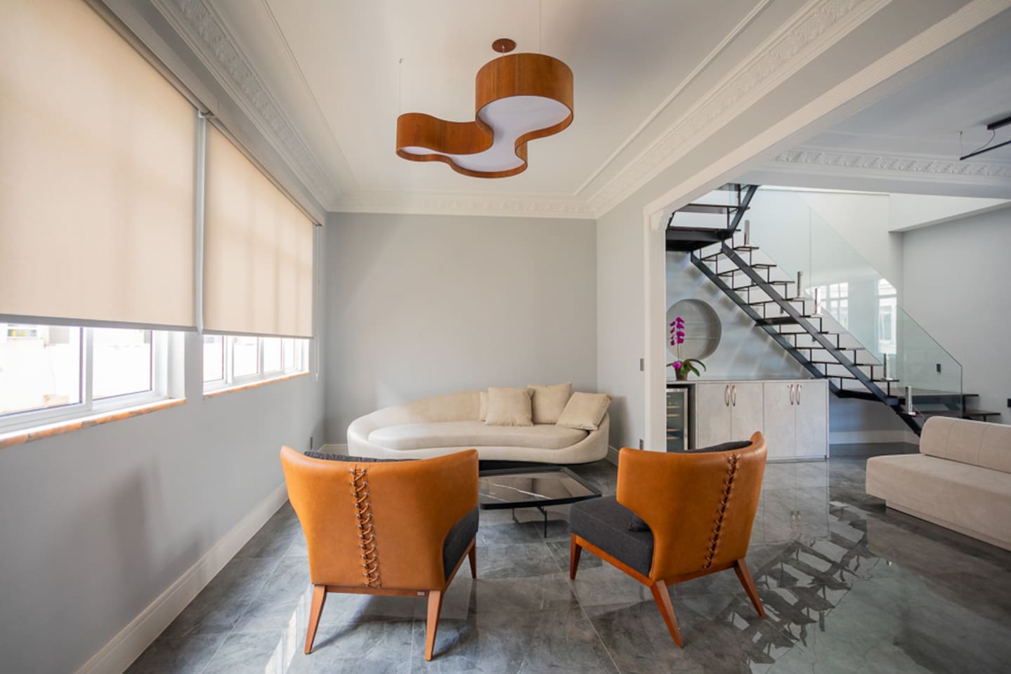 Several living rooms to relax.  WiFi with boosters everywhere.   Air conditioning in all common rooms and bedrooms!