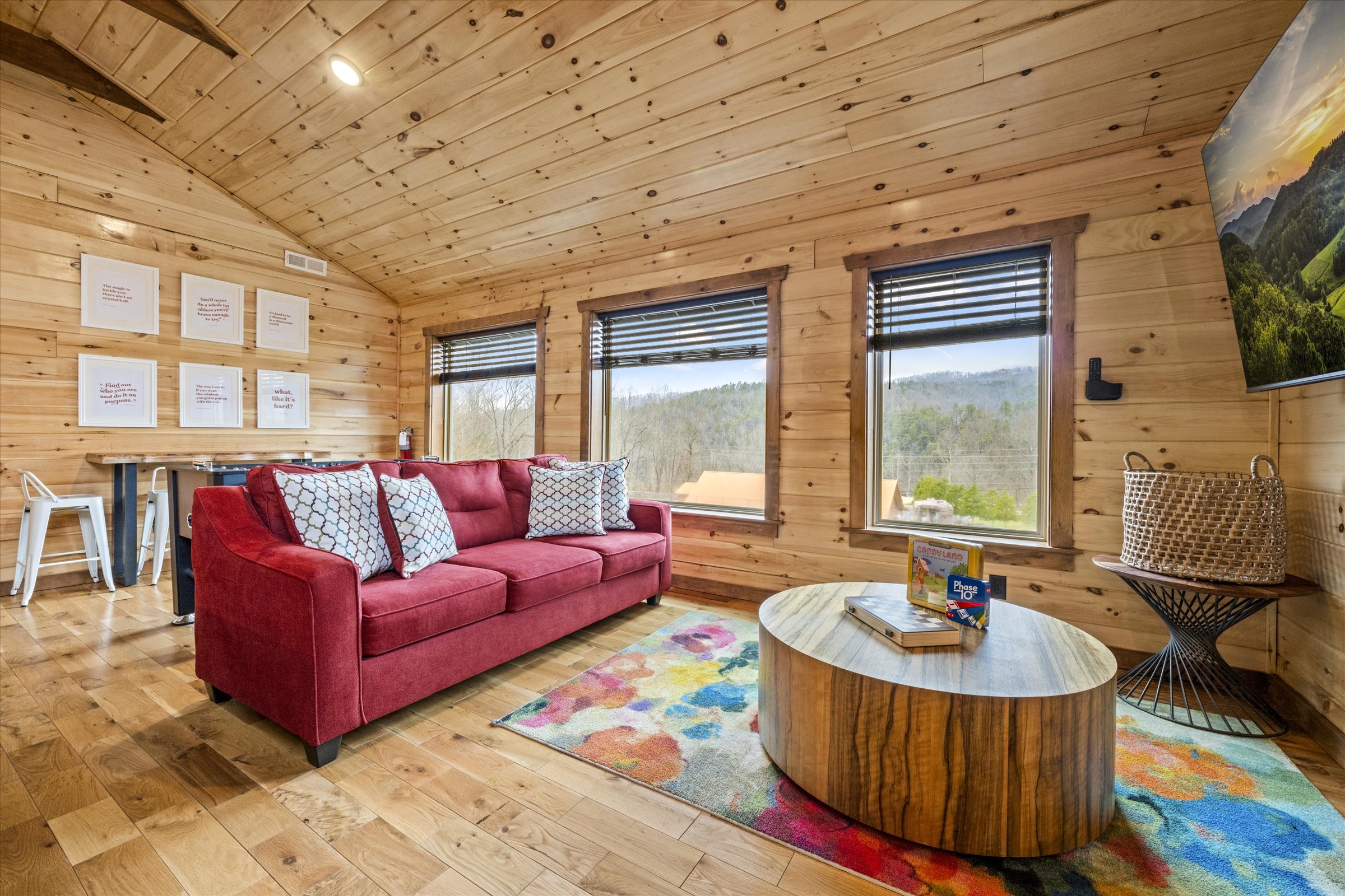 The game room upstairs also has a 75" Smart TV